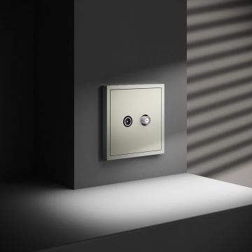 Розетка телевизионная встраиваемая Voltum (Вольтум) S70 оконечная TV+SAT, (сталь) VLS060405