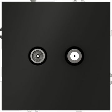 Розетка телевизионная встраиваемая Voltum (Вольтум) S70 оконечная TV+SAT, (черный матовый) VLS060408