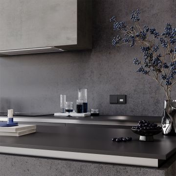 Выключатель встраиваемый Voltum (Вольтум) S70 одноклавишный 10А, (черный матовый) VLS010108