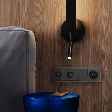 Выключатель встраиваемый Voltum (Вольтум) S70 одноклавишный с подсветкой 10А, (титан) VLS010206