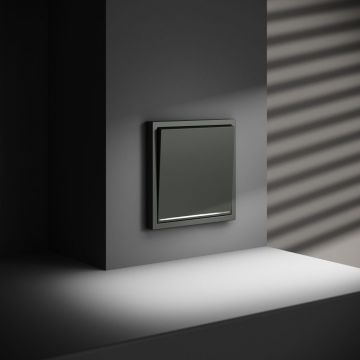 Выключатель встраиваемый Voltum (Вольтум) S70 одноклавишный с подсветкой 10А, (титан) VLS010206