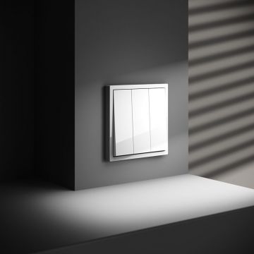 Выключатель встраиваемый Voltum (Вольтум) S70 трехклавишный 10А, (белый глянцевый) VLS030101