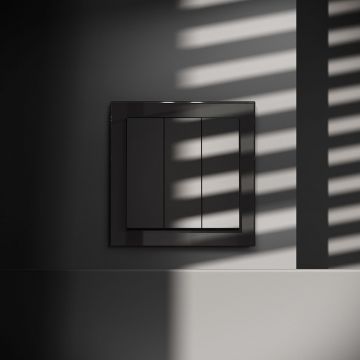 Выключатель встраиваемый Voltum (Вольтум) S70 трехклавишный 10А, (черный матовый) VLS030108