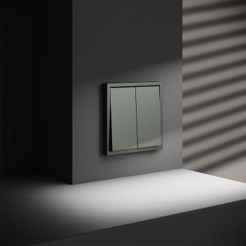 Выключатель с самовозвратом встраиваемый Voltum (Вольтум) S70 двухклавишный 10А, (титан) VLS020606