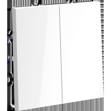 Проходной переключатель встраиваемый Voltum (Вольтум) S70 двухклавишный 10А, (белый глянцевый) VLS020301