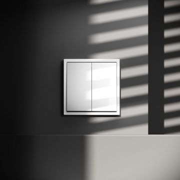 Проходной переключатель встраиваемый Voltum (Вольтум) S70 двухклавишный 10А, (белый глянцевый) VLS020301