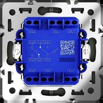 Проходной переключатель встраиваемый Voltum (Вольтум) S70 двухклавишный 10А, (черный матовый) VLS020308