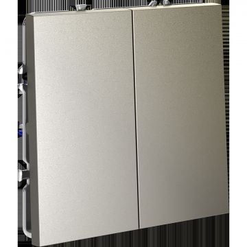 Проходной переключатель встраиваемый Voltum (Вольтум) S70 двухклавишный 10А, (шелк) VLS020304