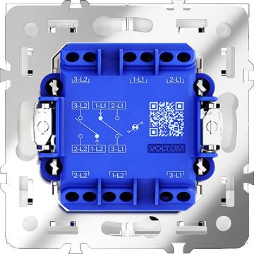 Проходной переключатель встраиваемый Voltum (Вольтум) S70 двухклавишный с подсветкой 10А, (белый глянцевый) VLS020401