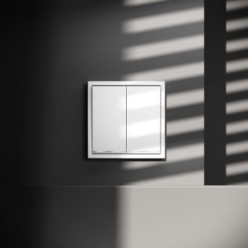 Проходной переключатель встраиваемый Voltum (Вольтум) S70 двухклавишный с подсветкой 10А, (белый глянцевый) VLS020401