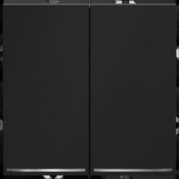 Проходной переключатель встраиваемый Voltum (Вольтум) S70 двухклавишный с подсветкой 10А, (графит) VLS020407