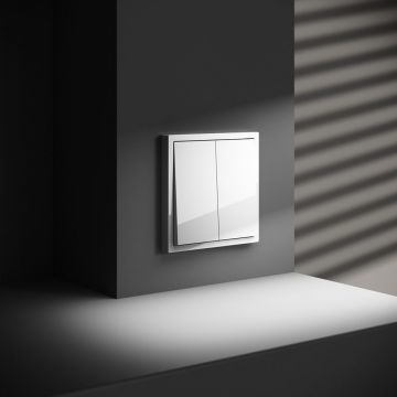 Выключатель встраиваемый Voltum (Вольтум) S70 двухклавишный 10А, (белый глянцевый) VLS020101