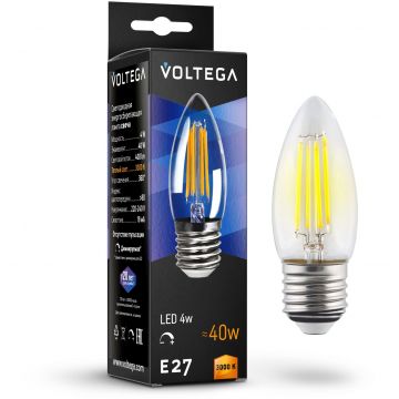 Лампа Voltega (Вольтега) филаментная диммируемая Candle dim E27 5W 3000K 8462