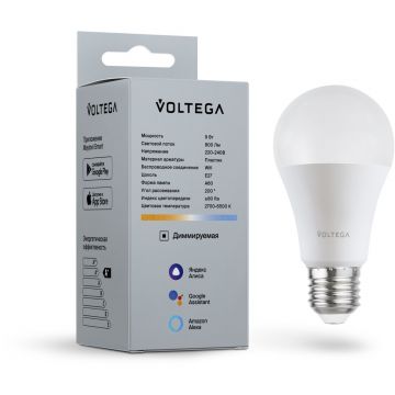 Светодиодная диммируемая лампа Voltega (Вольтега) Wi-Fi E27 9W 2700K VG 2429 шар матовый