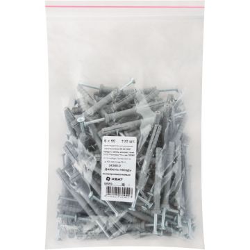 Дюбель-гвоздь Хват (Hvat) полипропиленовый 6х60 мм 100 шт, 24360-0