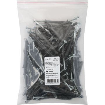 Дюбель-гвоздь Хват (Hvat) полипропиленовый 6х60 мм 100 шт, 24660-0