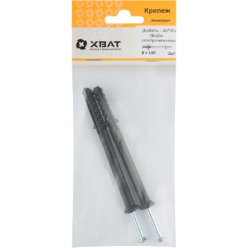 Дюбель-гвоздь Хват (Hvat) полипропиленовый 8х100 мм 2 шт, 24710-2
