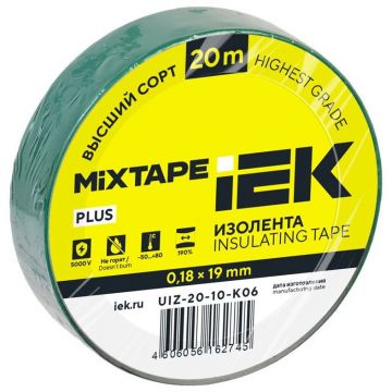 Изолента ИЭК ПВХ 0.18х19мм зелёный (рул.20м) IEK UIZ-20-10-K06