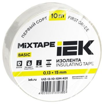 Изолента ИЭК ПВХ 0.13х15мм (рул.10м) белый IEK UIZ-13-10-10M-K01