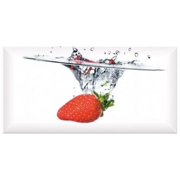 Декор Абсолют Керамика Monocolor Biselado 10х20 см белый, красный глянцевая Decor Fresh Strawberry, ABC0000080, Decor Fresh Strawberry, Absolut Keramika