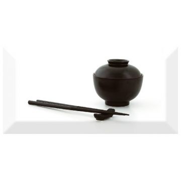 Декор Абсолют Керамика Monocolor Biselado 10х20 см черно-белый глянцевая ABC0000082, Decor Japan Tea 02 B, Absolut Keramika
