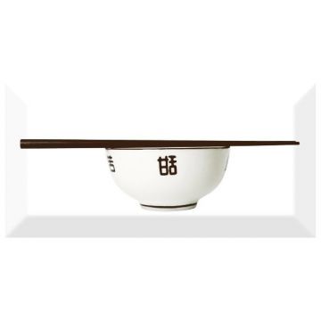 Декор Абсолют Керамика Monocolor Biselado 10х20 см черно-белый глянцевая ABC0000085, Decor Japan Tea 03 B, Absolut Keramika
