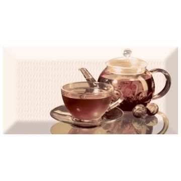 Декор Абсолют Керамика Monocolor Biselado 10х20 см коричневый, бежевый глянцевая ABC0000091, Decor Tea 01 B, Absolut Keramika