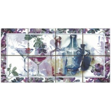 Декор Абсолют Керамика Monocolor Milano 10х10 20х40 см синий, зеленый, аквамарин, шалфей, серый глянцевая ABC0000135, Composicion Acuarela Vino, Absolut Keramika