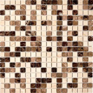 Мозаика Pixmosaic (Пиксмозаик) Мрамор Emperador Dark, light, Crema Nova 30,5х30,5 см (PIX268)