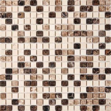 Мозаика Pixmosaic (Пиксмозаик) Мрамор Emperador Dark, light, Crema Nova 30,5х30,5 см (PIX271)