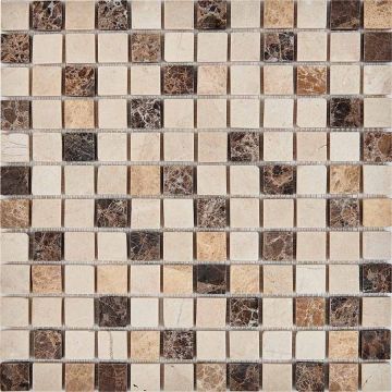 Мозаика Pixmosaic (Пиксмозаик) Мрамор Emperador Dark, light, Crema Nova 30,5х30,5 см (PIX272)