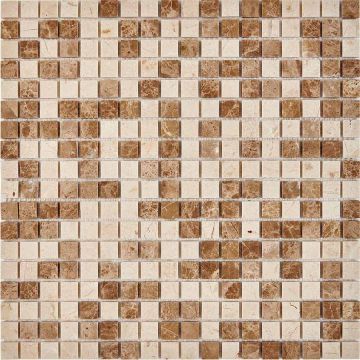 Мозаика Pixmosaic (Пиксмозаик) Мрамор Emperador Light, Crema Nova 30,5х30,5 см (PIX273)