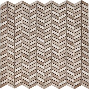 Мозаика Pixmosaic (Пиксмозаик) Мрамор Shevron White Wooden, Athens Grey 29,8х30,7 см (PIX288)