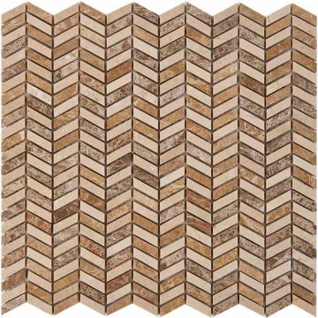 Мозаика Pixmosaic (Пиксмозаик) Мрамор Light Emperador, Cream marfil 29,8х30,7 см (PIX289)