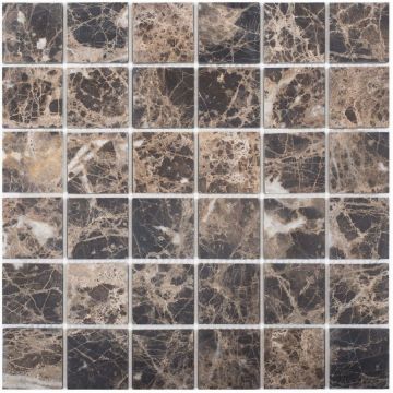 Мозаика Pixmosaic (Пиксмозаик) Мрамор Dark Emperador 30,5х30,5 см (PIX303)