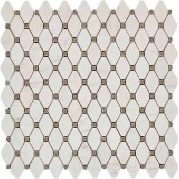 Мозаика Pixmosaic (Пиксмозаик) Мрамор Bianco Dolomite, Cinderella Grey 28,6х29,5 см (PIX284)