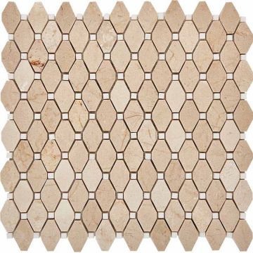Мозаика Pixmosaic (Пиксмозаик) Мрамор Cream marfil, Thassos White 28,6х29,5 см (PIX285)