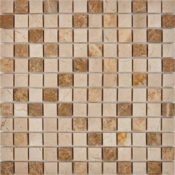 Мозаика Pixmosaic (Пиксмозаик) из мрамора Emperador Light, Crema Nova 30х30 см (PIX 274)
