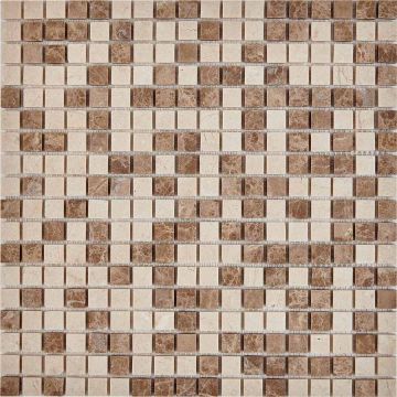 Мозаика Pixmosaic (Пиксмозаик) из мрамора Emperador Light, Crema Nova 30х30 см (PIX 275)