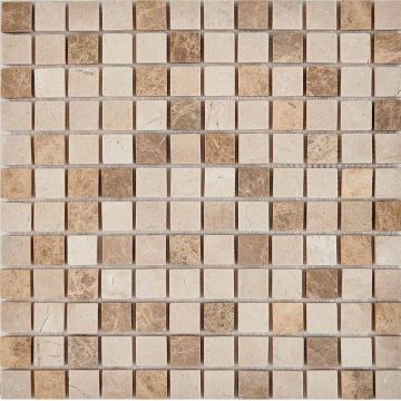 Мозаика Pixmosaic (Пиксмозаик) из мрамора Emperador Light, Crema Nova 30х30 см (PIX 276)