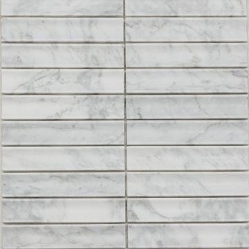 Мозаика Pixmosaic (Пиксмозаик) из мрамора Bianco Carrara, Concave 30,5х31,8 см (PIX341)