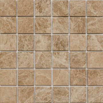 Мозаика Pixmosaic (Пиксмозаик) из мрамора Light Imperador, Deep Brushed 30х30 см (PIX350)