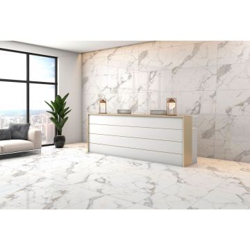 Керамогранит Global Tile (Глобал Тайл) Calacatta Imperial Белый 60х120 см GT120606103PR