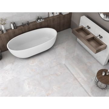 Керамогранит Global Tile (Глобал Тайл) Onyx Белый Slim полированный 60x120 см, GT120604403PR/30