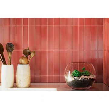 Настенная плитка Amadis Fine Tiles (Амадис) (Амадис Файн Тайлс) Stripes Coral Crackle 6.5x26.1 см