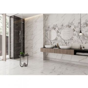 Керамогранит Eurotile (Евротайл) ANI1WT Amina Calacatta 670 29,5x89,5 см