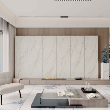 Керамогранит Basconi Home (Баскони Хоме) Franca Gold Белый 120х300 см BHK-4002
