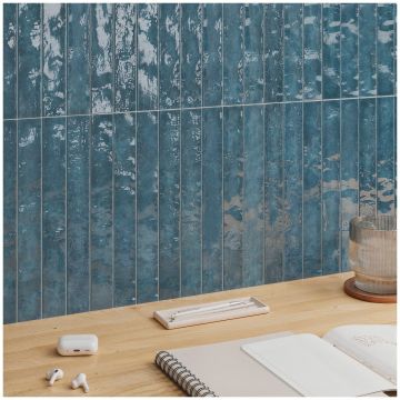 Керамогранит Дна Тайлс Mistral 31х3,7 см синий глянцевая DNA000009, Indigo, Dna Tiles