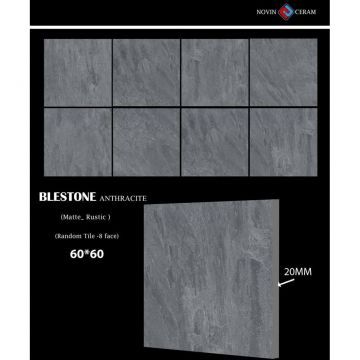 Керамогранит Novin Ceram (Новин Керам) Blestone anthracite rustic утолщенный 60х60х2 см матовый X9567M81