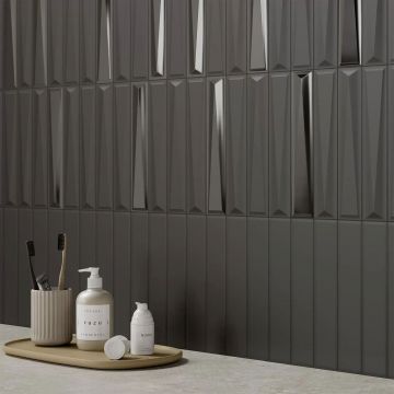 Керамическая плитка Ava (Ава) ceramica Up black matte 5х25 см (192062)